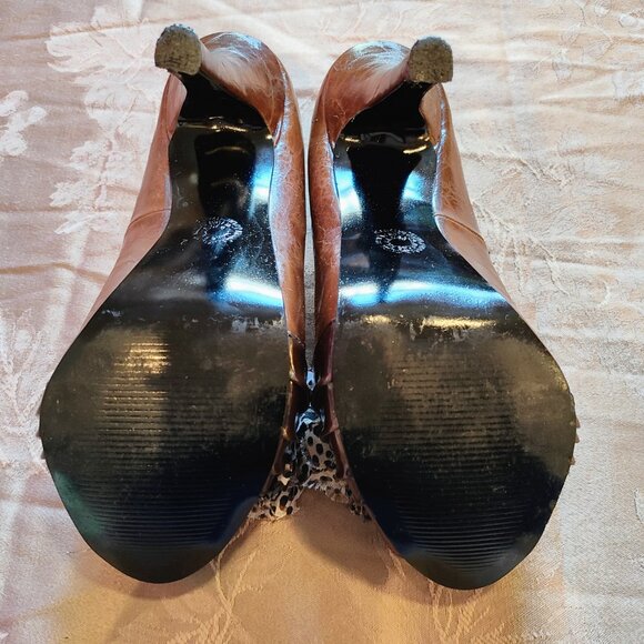 Grupo Vimoda Brown High Heels with Leopard Print Flowers, Size 6.5, Used - Picture 6 of 9